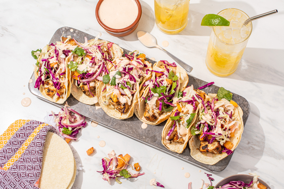 Grilled Fish Tacos with Pineapple Chiller